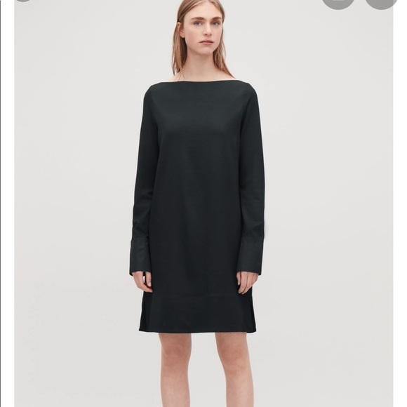 COS | Black Jersey Dress With Contrast Detail NEW - Picture 1 of 4